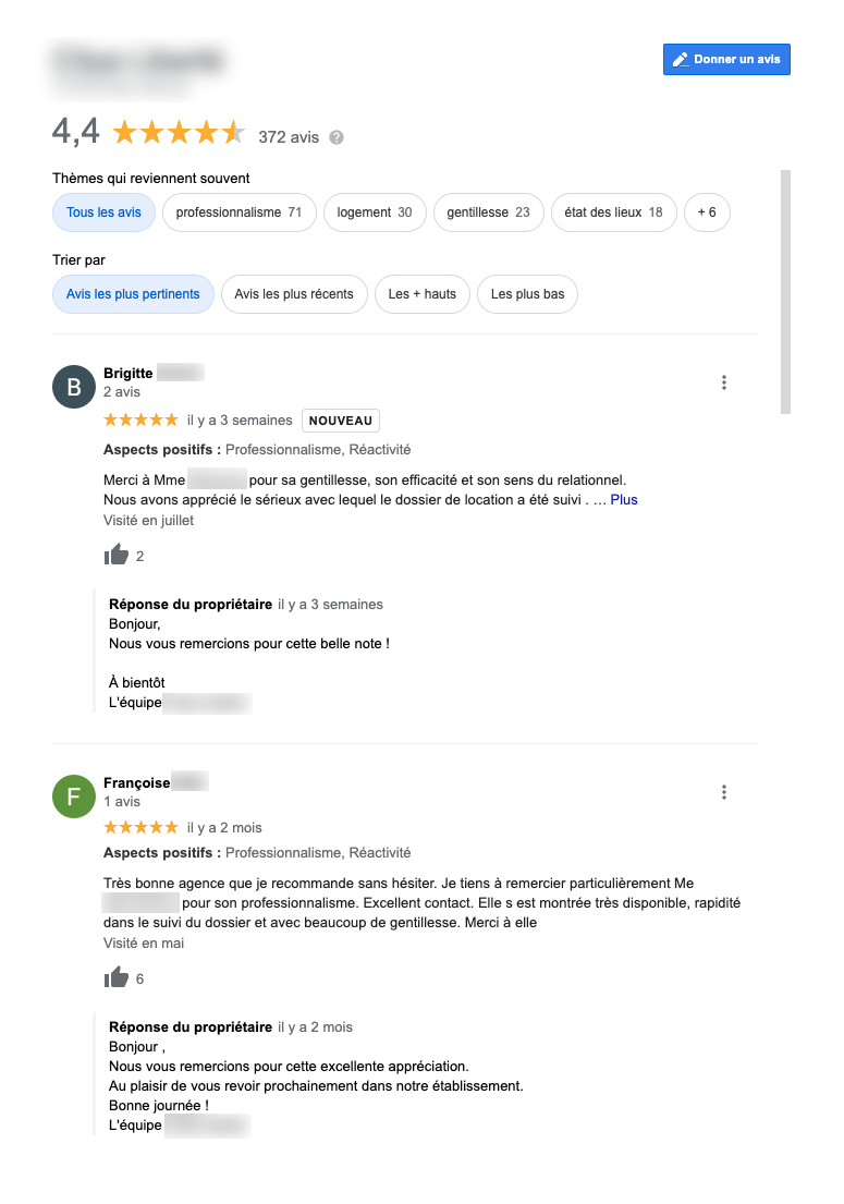 Avis Google comment répondre aux locataires mécontents